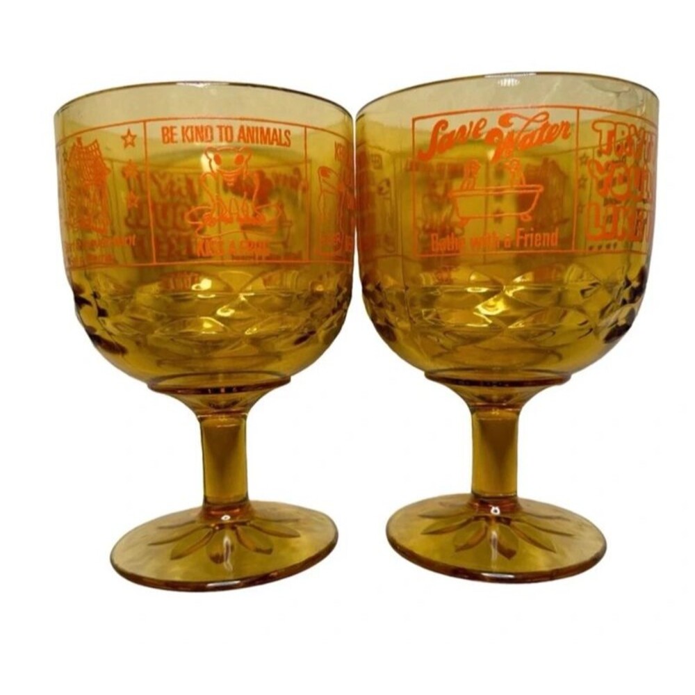 Novelty Risqué Funny Pedestal Glasses 60s 70s